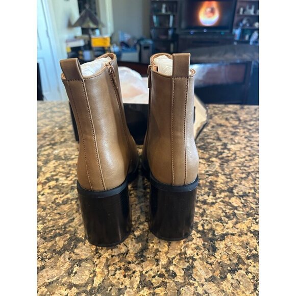 Hawkwell  Platform Side Zipper Chelsea Boots Chunky High Heel Square Toe SZ 9 - Picture 4 of 6